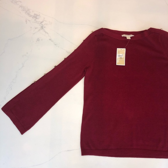 NWT Michael Kors Women's Maroon Sweater top - Picture 3 of 9